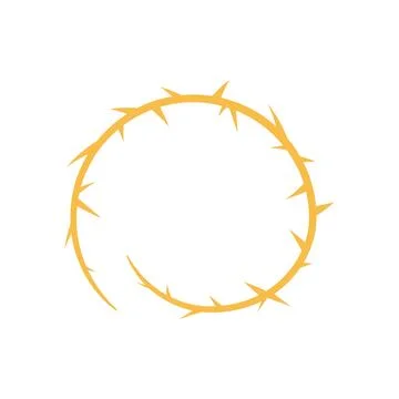 Barbwire curl orange frame, thorny swirl line, vector barb stripe spiral Stock Illustration