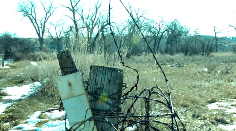 Barbwire Fence Stock Footage 38168970