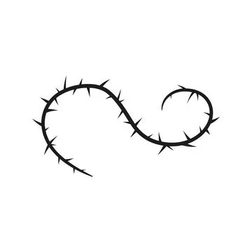 Barbwire gothic design element, thorny curly black line, vector barb twisted Illustrazione stock