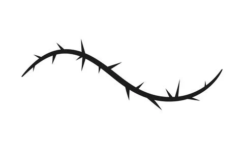 Barbwire gothic design element, thorny wavy black line, vector barb curly stripe Illustrazione stock