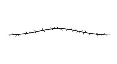 Barbwire gothic design element, thorny wave black line, vector barb curly stripe Stock Illustration
