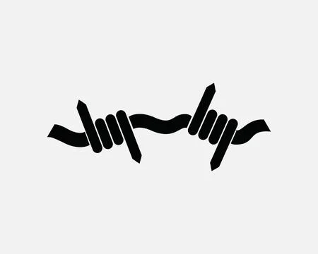 Barbwire Icon Spike Thorns Sharp Barb Wire Fence Security Line Sign Vector Stock Illustration