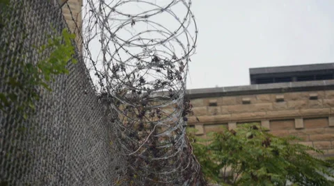Barbwire, Prison, Joliet correctional facility Illinois Video stock 34635504