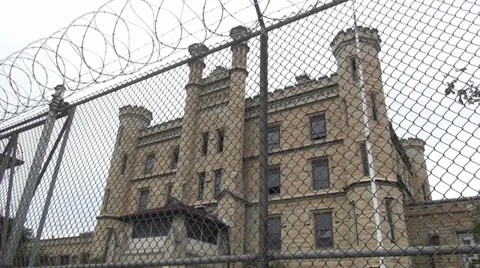 Barbwire, Prison, Joliet correctional facility Illinois Video stock 34636047