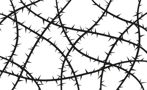 Barbwire, thorny frame vector seamless pattern, prison, boundary barb line war Stock Illustration