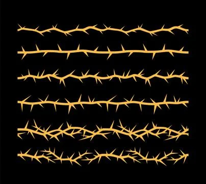 Barbwire, thorny orange frame vector illustrations set, prison, boundary barb Stock-Illustration