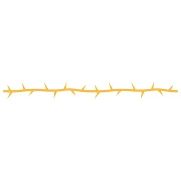 Barbwire vector flat illustration, thorny wavy orange line, barb rusty stripe Stock Illustration