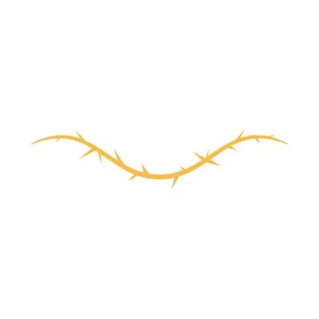 Barbwire, vector thorny wave orange line, barb curly rusty stripe, vine plant Stock Illustration