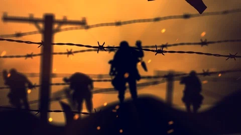Barbwire Zombies at Sunset 4K Loop Stock Footage 95056989