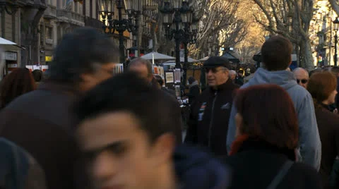 Barcelona 04LRamblas Daytime Stock Footage 22764072