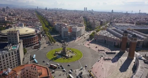 Barcelona - Aerial Drone Plaza España Stock Footage
