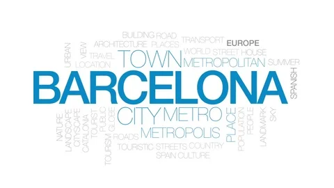 Barcelona animated word cloud, text design animation. Kinetic typography. Stock Footage 75781640