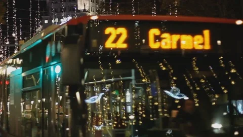 Barcelona Bus on christmas Stock Footage 120801136
