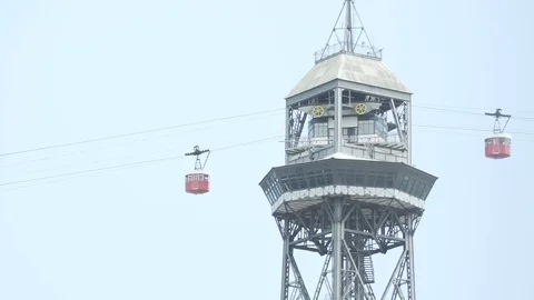 Barcelona Cable Car Stock Footage 78100962