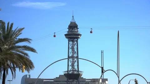 Barcelona Cable Car Stock Footage 86886856