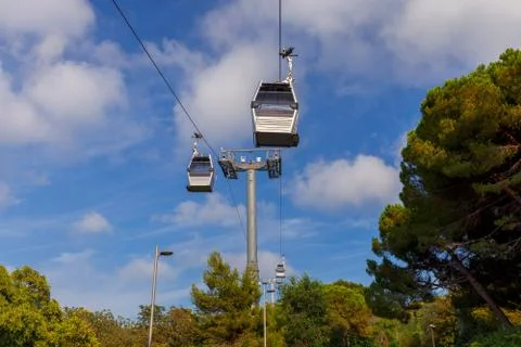 Barcelona. Cable car. Stock Photos