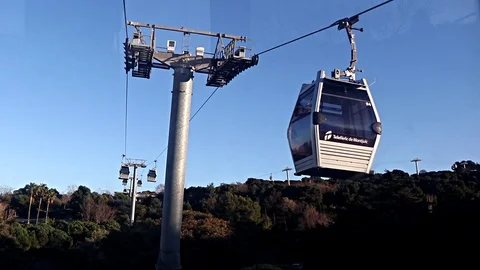 Barcelona - Cable Car - Teleferic de Montjuic - 11 secs. Video stock 89719320