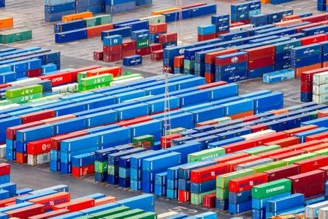 Barcelona. Cargo port. Stock Photos