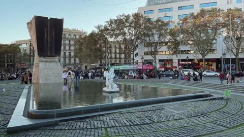 Barcelona Catalunya Squar Stock Footage 224176887
