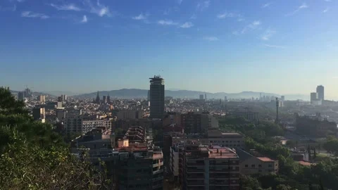 Barcelona city from MontJuic Stock Footage