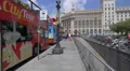 Barcelona City Tour buses parked in Plaza de Catalunya 4k or 4k+ Resolution
