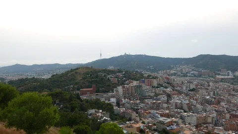 Barcelona cityscape panorama Stock Footage 100302318