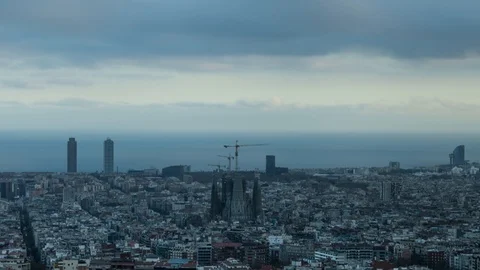 Barcelona day to night timelapse Stock Footage 130112939