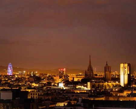 Barcelona de noche Stock Photos