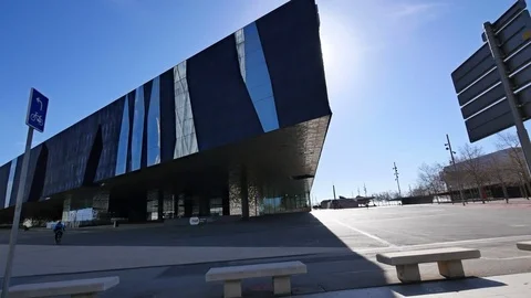 Barcelona Diagonal Mar Forum Camera Car Stock Footage