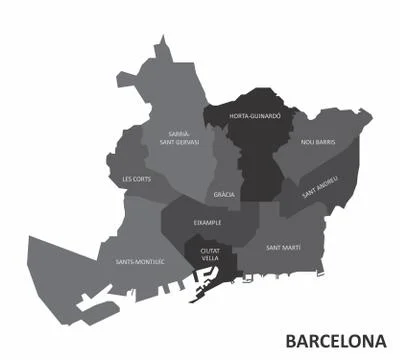 Barcelona districts map Stock Illustration