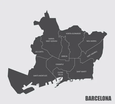 Barcelona districts map Stock Illustration