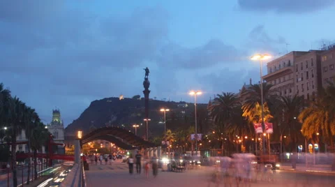 Barcelona Dusk Timelapse Video stock 58514356