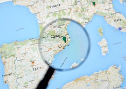 Barcelona on Google Maps. Stock Photos