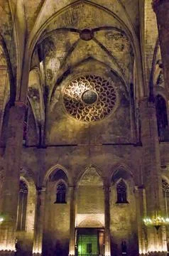 Barcelona Gothic cathedral interior featuring stunning architecture Stock Photos