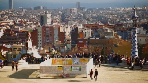 Barcelona, Guell park, panoramic view Stock Footage 124701136