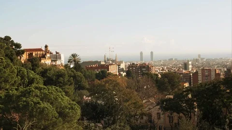 Barcelona, Guell park, panoramic view Stock Footage 124701890