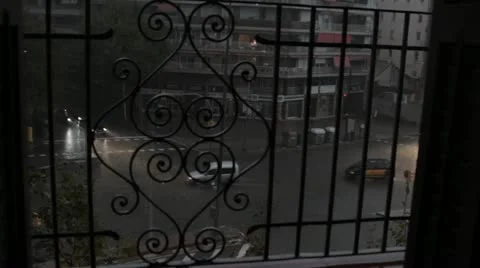 Barcelona heavy rain Stock Footage 12349759
