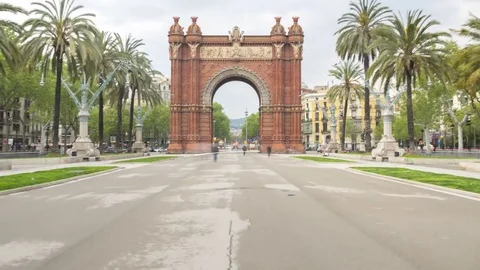 Barcelona Hyperlapse Arc de triomf Stock Footage 74396189