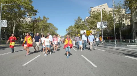 Barcelona independence protest Stock Footage 48911657