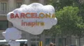 The 'Barcelona inspira' cloud sign in Barcelona 4k or 4k+ Resolution