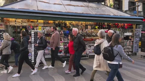 Barcelona La Rambla Stock Footage 224177743