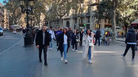 Barcelona La Rambla Stock Footage 224177873