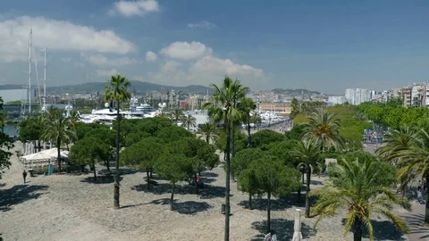 Barcelona landscape, harbor Stock Footage 75689881