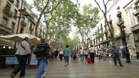 Barcelona Les Ramblas Stock Footage 32246195
