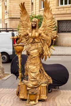 Barcelona. Living Statues. Stock Photos