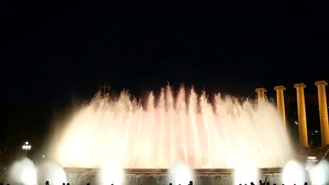 Barcelona, Magic fountains attraction Stock Footage
