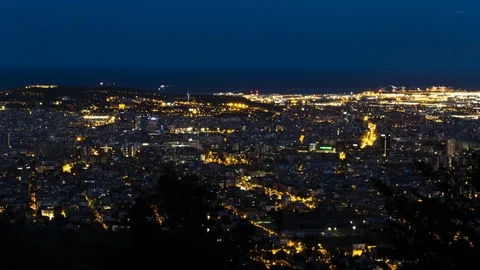 Barcelona at night, time-lapse Stock Footage 89220739
