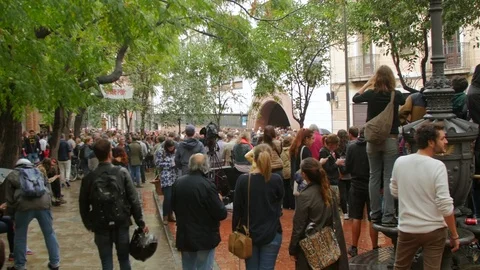 Barcelona, October 1st, 2017: Citizens voting for the Referendum in Catalonia. Stock Footage