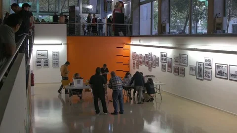 Barcelona, October 1st, 2017: Citizens voting for the Referendum in Catalonia. Stock Footage