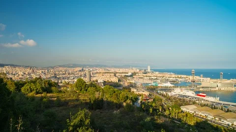 Barcelona Panoramic View Stock Footage 125055149
